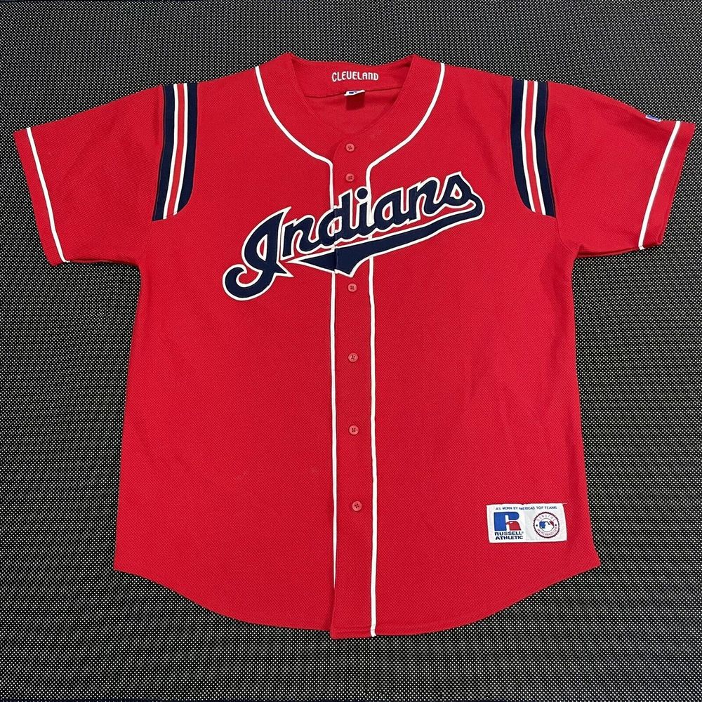 Vintage MLB Cleveland Indians Red Sewn Russell Athletic Jersey Men’s L